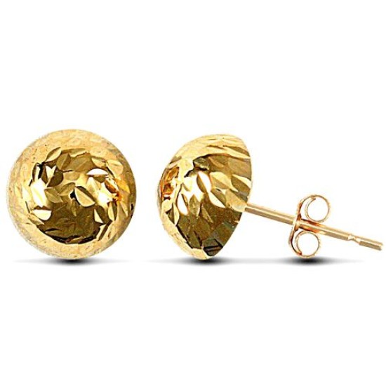 9ct Yellow Gold Diamond Cut Half Ball Studs