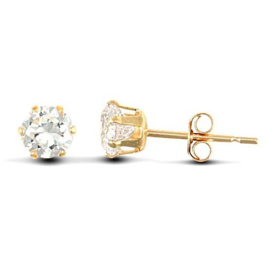 9ct Yellow Gold CZ Claw Set Studs