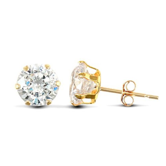 9ct Yellow Gold CZ Claw Set Studs