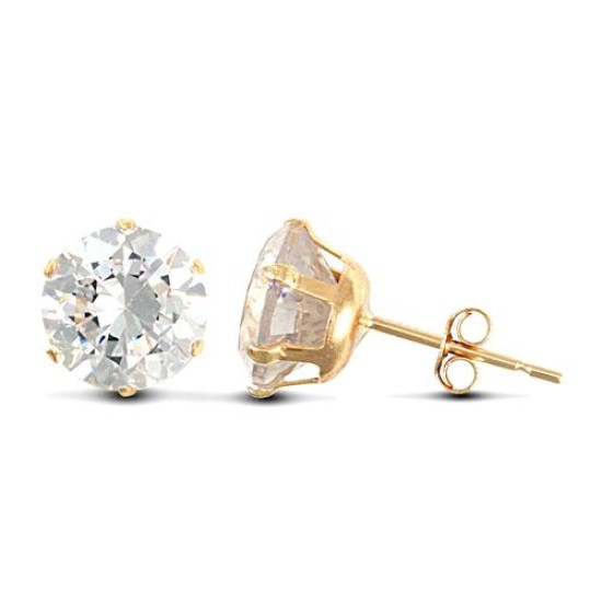 9ct Yellow Gold CZ Claw Set Studs