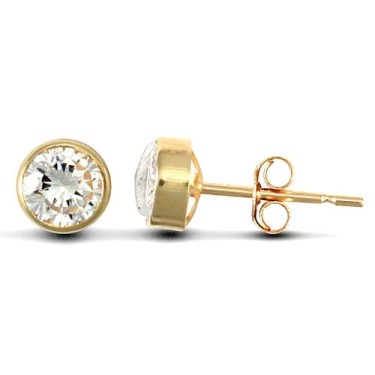 9ct Yellow Gold CZ Rub-Over Studs