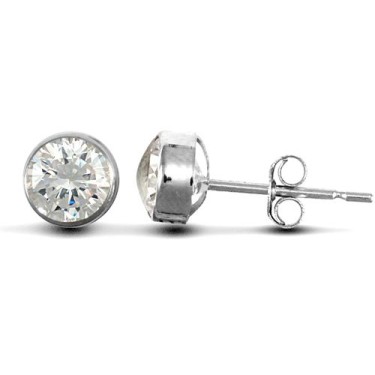 9ct White Gold Cubic Zirconia Rub-Over Studs