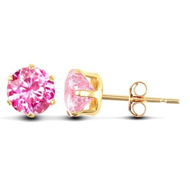 9ct Yellow Gold Claw Set Cubic Zirconia Studs