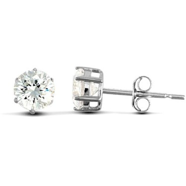 9ct White Gold Claw Set Cubic Zirconia Studs