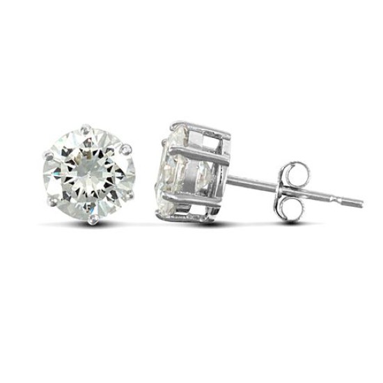 9ct White Gold Claw Set Cubic Zirconia Studs