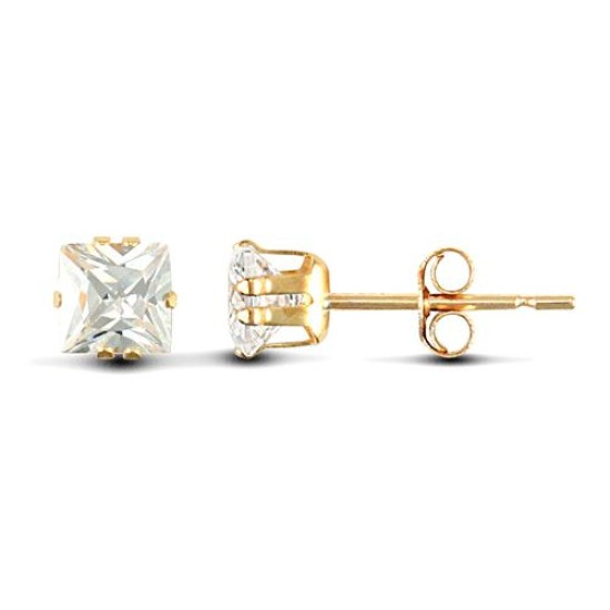 9ct Yellow Gold Square Cubic Zirconia Stud Earrings