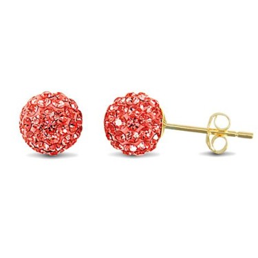 9ct Yellow Gold Crystal Ball Stud Earrings