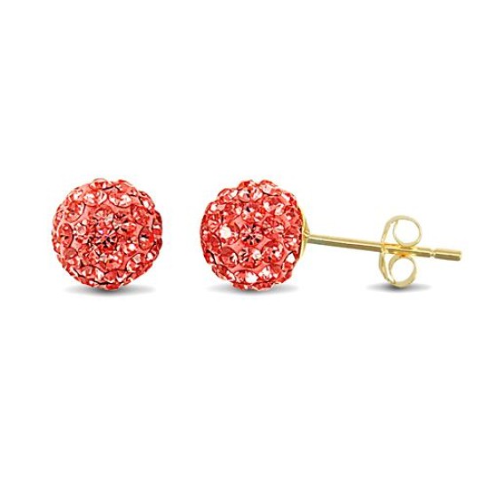 9ct Yellow Gold Crystal Ball Stud Earrings