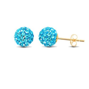 9ct Yellow Gold Crystal Ball Stud Earrings