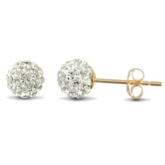 9ct Yellow Gold Crystal Ball Stud Earrings