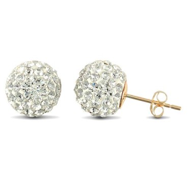 9ct Yellow Gold Crystal Ball Stud Earrings
