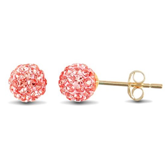9ct Yellow Gold Crystal Ball Stud Earrings