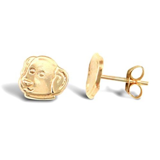 9ct Yellow Dogs Head Stud Earrings