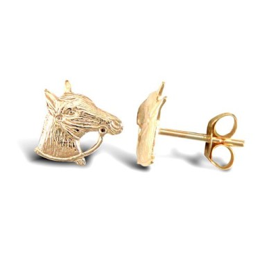 9ct Yellow Horse Head Stud Earrings