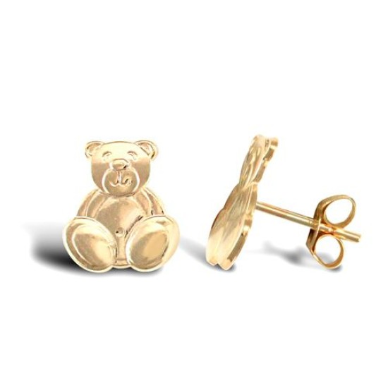 9ct Yellow Teddy Bear Stud Earrings