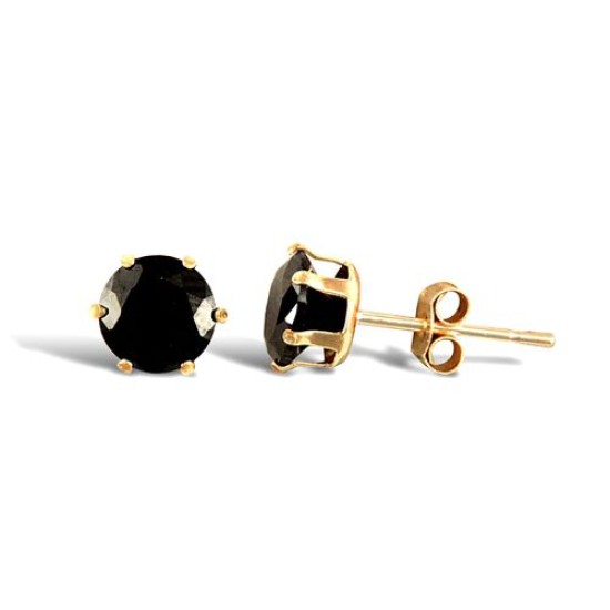 9ct Yellow Gold Black Cubic Zirconia Claw Set Studs