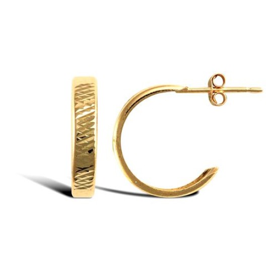9ct Yellow Gold Half Hoop Stud Earrings