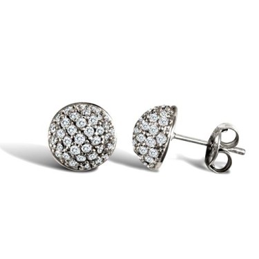 9ct White Gold Domed Stud Earrings