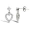 9ct White Gold Heart Drop Stud Earrings