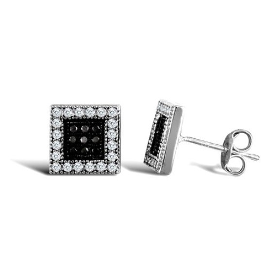 9ct White Gold Square Cubic Zirconia Stud Earrings