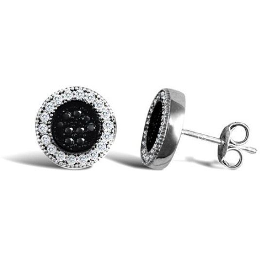 9ct White Gold Circular Cubic Zirconia Stud Earrings