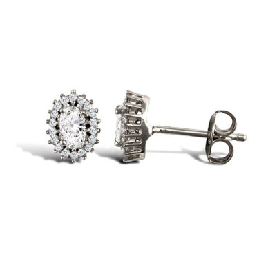 9ct White Gold Cubic Zirconia Stud Earrings