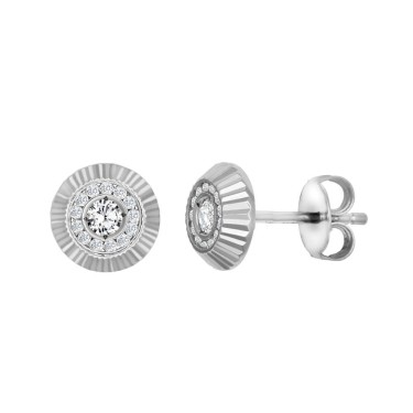 9ct White Gold 8mm CZ Bezel Stud Earrings