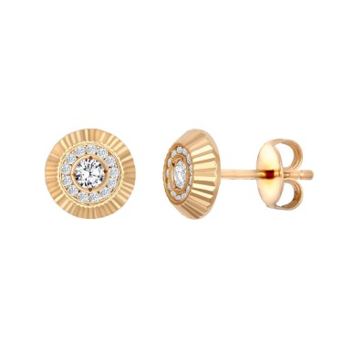 9ct Rose Gold 8mm CZ Bezel Stud Earrings