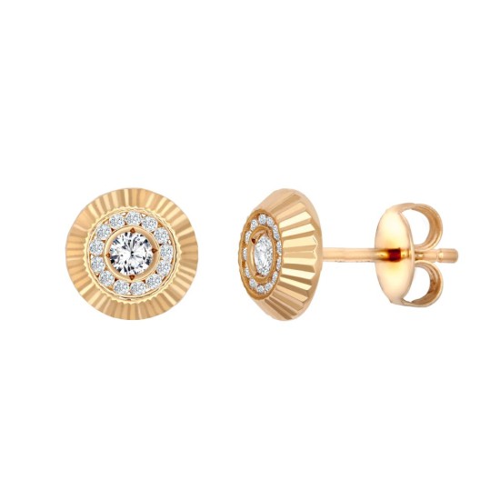 9ct Rose Gold 8mm CZ Bezel Stud Earrings