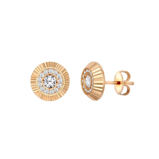 9ct Rose Gold 10mm CZ Bezel Stud Earrings
