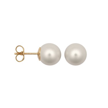 10 - 10.5mm Cultured Pearl Stud Earrings - 9ct Yellow Fittings