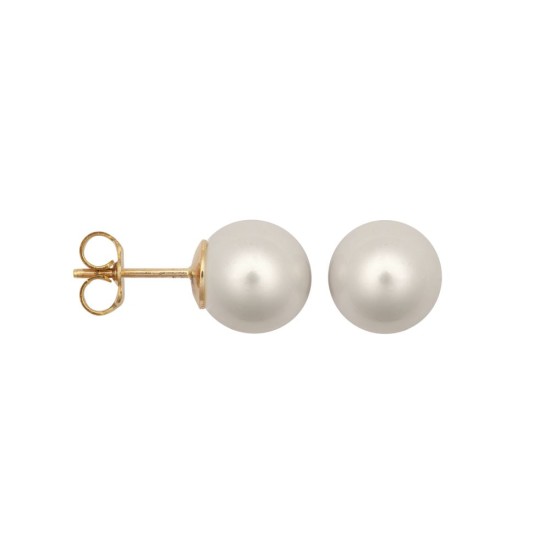 10 - 10.5mm Cultured Pearl Stud Earrings - 9ct Yellow Fittings