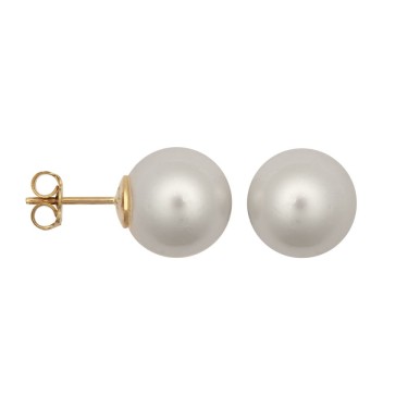 12 - 13mm South Sea Pearl Stud Earrings - 9ct Yellow Fittings