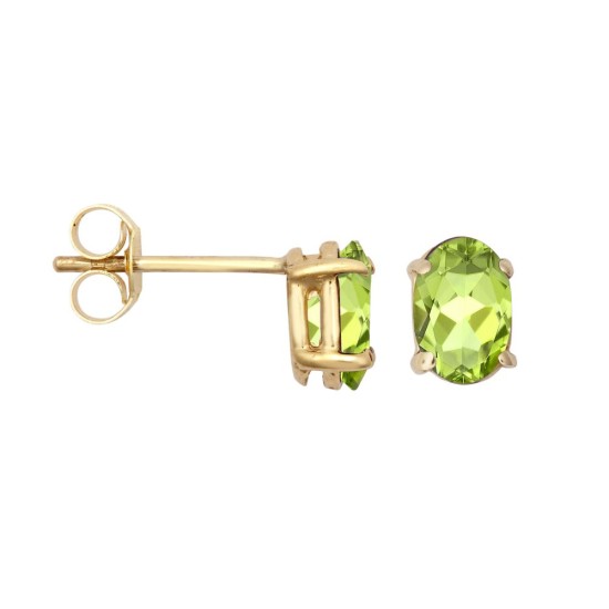 9ct Yellow Gold 6x4 Peridot Stud Earrings