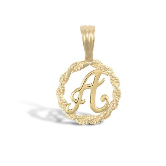 9ct Yellow Gold Rope initial Pendant