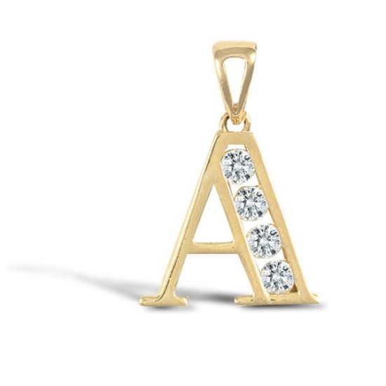 9ct Yellow Gold Channel Set Initial Pendant