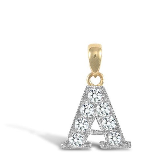 9ct Yellow Gold Cubic Zirconia Initial Pendant