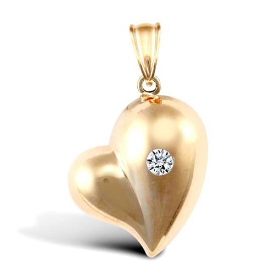 9ct Yellow Gold Heart Charm With An inset Cz