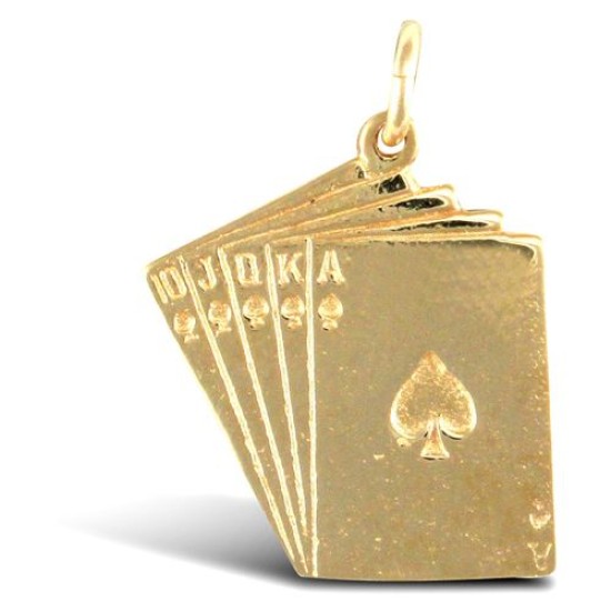 9ct Yellow Gold Solid Playing Card Pendant