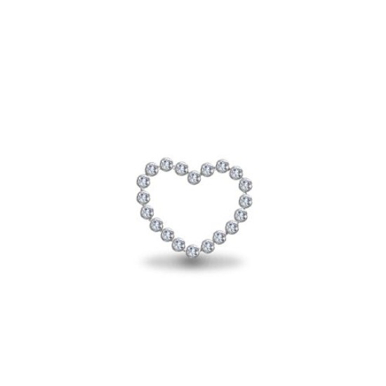 9ct White Gold White Round Brilliant Cubic Zirconia Bubbly Heart Charm Pendant