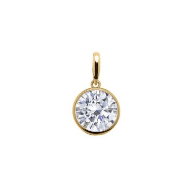 9ct Yellow Gold White Round Brilliant Cubic Zirconia Donut Solitaire Charm Pendant
