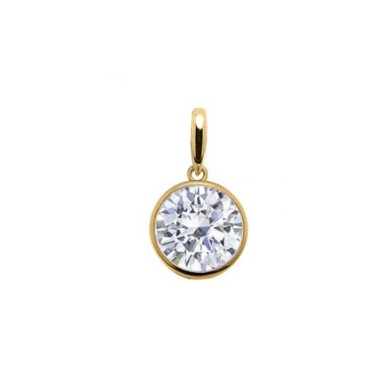 9ct Yellow Gold White Round Brilliant Cubic Zirconia Donut Solitaire Charm Pendant