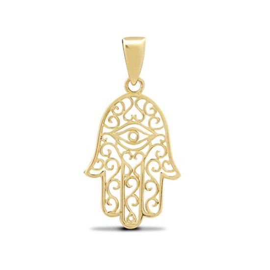 9ct Yellow Gold Hamsa 5 Hand Charm Pendant