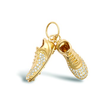 9ct Yellow Gold CZ set pair football boots