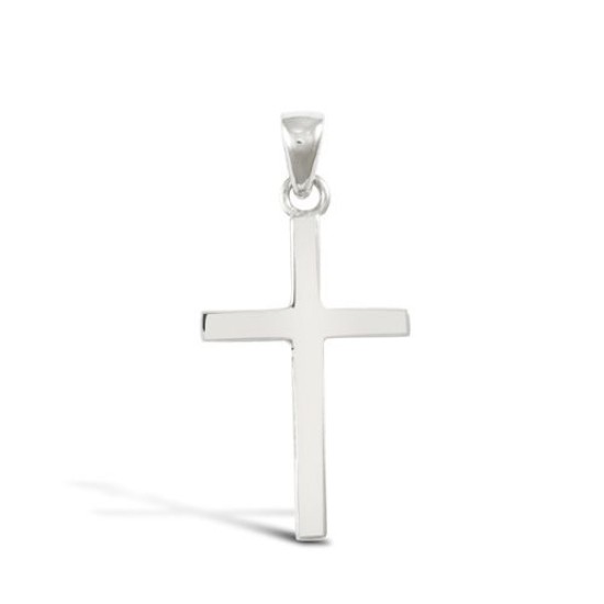 9ct White Gold Solid Cross