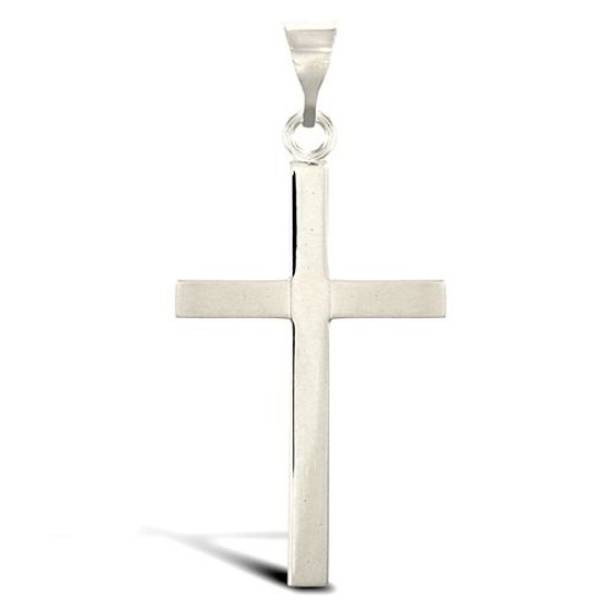 9ct White Gold Solid Cross