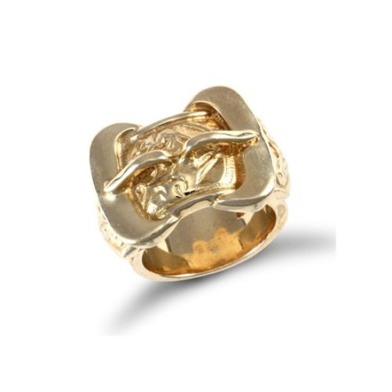 9ct Yellow Gold Double Buckle Ring