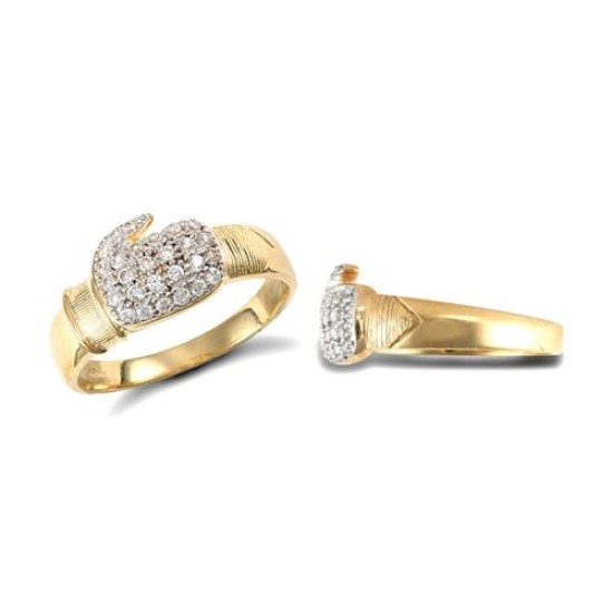9ct Yellow Gold Cubic Zirconia Boxing Glove Ring