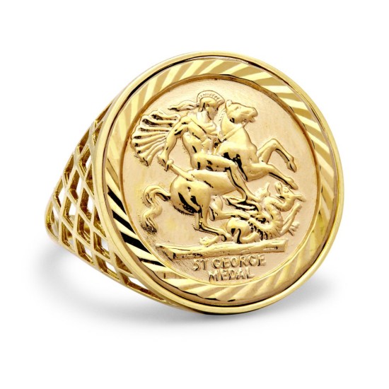 9ct Yellow Gold Full St George Ring
