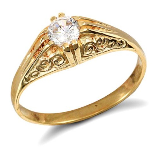 9ct Yellow Gold Gents Cubic Zirconia Ring